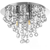 Plafoniera soggiorno lampada lampadario camera da letto lampada da soffitto cristalli, metallo cromo argento, 3 lampadine E14, D 38 cm