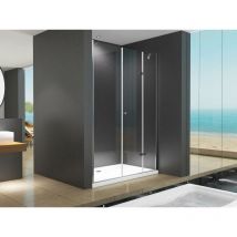 Buylando Duschtür Anna 155x195 cm – Klarglas, 8 mm ESG, Aluminiumprofile, kompakt, für kleine Bäder, einfache Reinigung