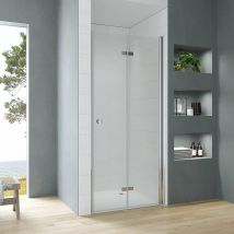 Duschabtrennung Nischentür Duschtür Rahmenlos Einzelfalttür Duschkabine Faltdusche Klappbar Falttür Sicherheitsglas esg Klarglas 5 mm Höhe 187 cm 6.