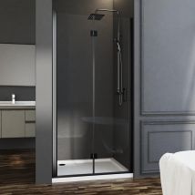 Boromal - Nischentür Schwarz 90cm Duschkabine in Nische, Glas Faltbar Duschtür Falttüren Duschwand aus 5mm esg Nano Sicherheitsglas, Duschabtrennung