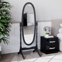 Home Discount - Nishano Freestanding Oval Mirror Floor Standing Tall Wooden Vanity Dresser Bedroom, Black