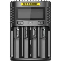 Nitecore - UMS4 Chargeur de piles rondes NiCd, NiMH, Li-ion, Li-polymère 10440, 10500, 12500, 12650, 13500, 13650, 14500,