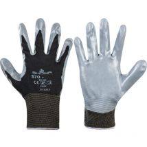 Showa Nitrile Coated Grip Gloves, Grey/Black, Size 9