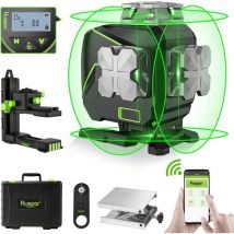 Huepar - Niveaux Laser S04CG Niveau Laser Auto-Nivelant Écran lcd, Bluetooth Faisceau Vert Ligne Croisée Outil Laser Pour Carrelage,Télécommande &