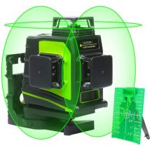 Huepar - Nivel láser de línea cruzada de 12 líneas 3D con haz verde, nivelado automático, gafas verticales y horizontales de 360 ​​grados, receptor