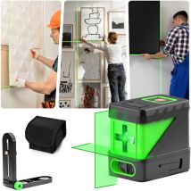 Sdlogal - Nivel Láser en cruz verde Línea láser nivelación automática de ± 4 °, con base, línea transversal/ horizontal/ vertical, 20 m, para