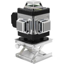 Nivel láser verde 4D de 16 líneas, nivel láser de haz transversal Horizontal y Vertical autonivelante de 360 grados con batería de soporte