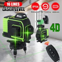 Nivel láser 16 líneas 360 Línea Verde 4D Cruz láser Vertical Horizontal Autonivelación Medida