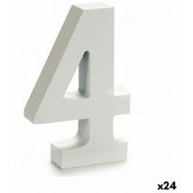 Número 4 madera blanco (2 x 16 x 14,5 cm) (24 unidades)