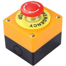 KZQ - Bouton-poussoir d'arrêt d'urgence à champignon rouge, con 1 contatto normalmente aperto (no) e 1 contatto normalmente chiuso (nc), alimentatore