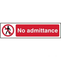 No Admittance' Sign, Self-Adhesive Semi-Rigid pvc 200mm x 50mm