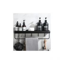 Readcly - No Drilling Shower Shelf Bathroom Rack With Towel Rack Aluminum Hook Storage Rack For Shower And Kitchen Set 1 Piece Black