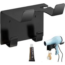 ZVD - No Hole Hair Dryer Rack Black Viscose Hair Dryer Rack Stainless Steel Wall Mounted Hair Dryer Holder for Hotel Bathroom (With Glue)