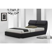 Libretto Modern Designer Italian Faux Leather Bed - No Mattress - 5ft - Black