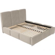 Bestmobilier - Noa - lit coffre - 140x200 cm - en velours - sommier inclus - taupe