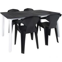 garbar NOA160-DELTA Chaise-Table Intérieur, Extérieur Set 4+1 Blanc/Gris - Gris