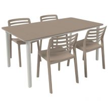 NOA160-WIND Chaise-Table Intérieur, Extérieur Set 4+1 Sable - Garbar