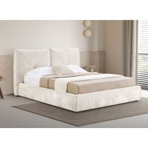 Deco In Paris - Lit Coffre En Tissu Bouclette Doux Beige 160x200 Cm Noah