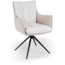 Deco In Paris - noalie - Chaise pivotante avec accoudoirs en velours beige noalie