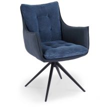 Deco In Paris - noalie - Chaise pivotante avec accoudoirs en velours bleu noalie