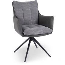 Deco In Paris - noalie - Chaise pivotante avec accoudoirs en velours gris noalie