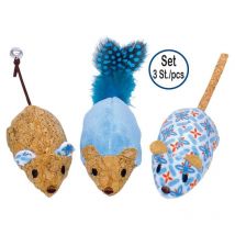 Plüsch Mäuse mit Catnip blau 12 cm Set 3 St Mäuse & Fellspielzeug - Nobby