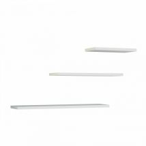 NOBI - Lot de 3 étagères murales - 60/45/30 cm - Etagères livres à suspendre Blanc mat