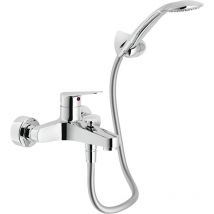 Nobili - Blues Wall-mounted single lever bath shower mixer + 1 jet hand shower and 150 cm hose, Chrome (BS101110CR)
