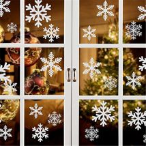 Noël Autocollant Fenetre, Neige PVC Autocollants Stickers Flocons de Neige Amovibles Deco Vitres Noel, Flocons de Noel Statiques Blanche Stickers