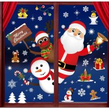 Ersandy - NoëL Autocollants Fenetre NoëL Stickers Décoration diy Fenêtres Stickers Porte de Bonhomme de Neige Santa Autocollant Amovibles Statique