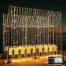 Rideau Lumineux 600 LED 6m x 3m Rideau Lumineuse Noël Alimenta Secteur- Blanc Chaud