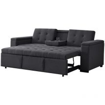 Sofa-Bett mit 3 Plätzen in dunkelgrauem Stoff noho