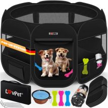 LOVPET Parc pour chiots Parc pour animaux Pliable pour petits animaux Chiens Chats Gamelle incluse Parc pour chiens Enclos extérieur Tissu Oxford