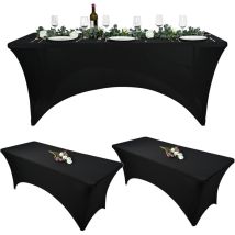Stück 6 Fuß Schwarze Dehnbare Elastische Spandex-tischdecke, Terrassentischdecke Aus Polyester, Rechteckige Tischdecke Für Hochzeiten, Cocktails, Für 
