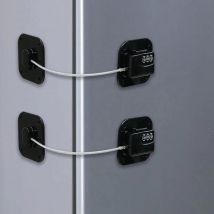 Noir Lot de 2 Serrure Frigo avec Code, Cadenas Frigo pour Enfants, Adhésive Verrou de Réfrigérateur à Combinaison, Securite Bloque pour Porte Frigo