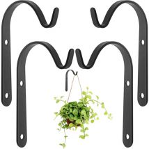 Noir - Lot de 4 crochets de suspension avec supports de panier en métal pour mangeoires d'oiseaux, plantes, lanternes, carillons éoliens, etc. à