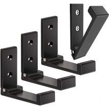 Linghhang - Noir Lot de 4 Crochets Muraux Pliables-Crochets pour Manteaux Invisibles, Crochet Mural en Aluminium, Crochet de Suspension Mural en