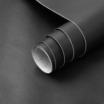 Linghhang - Noir Mat Contact Papier Peel and Stick 45cmx200cm Papier Peint Noir Solide Texturé Film Vinyle Décoratif Autocollant pour Comptoir