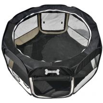 Petigi - Noir Parc á chien xl 115 cm Chat Lapin Pliable Animales Mascotas Enclos In/extérieur