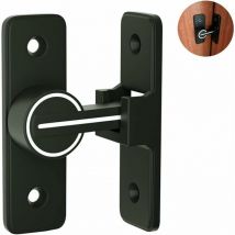 Serbia - Noir - Serrure de porte coulissante intérieure éclairée en 1 pièce, serrure à crochet à 90°, pêne, antivol, pour portes, fenêtres (90°)