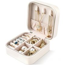 Blanc cassé)Boite a Bijoux Femme Fille Homme Enfant, Boîte à Bijoux Voyage Petite Coffret Bijoux Rangement Bijou pour Collier Boucle d'oreille