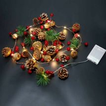 Noël Guirlande Lumineuse Pinecone Red Berry Matsuba Bell Guirlande De Noël Guirlande Lumineuse Avec Télécommande Pour Noël Intérieur En Plein Air