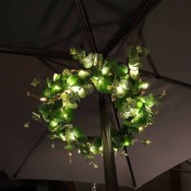 Noma - Artificial Eucalyptus Foliage Door Wreath Indoor Outdoor Lights led White
