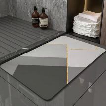 Ahlsen Non-Slip Absorbent Bath Mat Bathroom Rug Diatomite Microfiber Bath Mat Soft Quick Drying Gray 40 x 60 cm