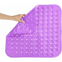 Rose - Non-Slip Bath Mat, Mildew Proof pvc Square Bath Mat Foot Massage Mat 48 x 48cm (Purple)