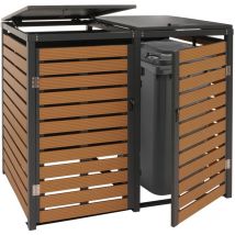 HHG - non utilizzato] 2x copribidoni box spazzatura rifiuti 652 xl 102x140x119cm metallo wpc teak