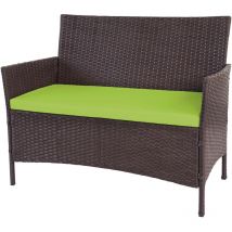 Non utilizzato] Divano sofa esterno giardino 2 posti Halden 106cm polyrattan marrone con cuscino verde