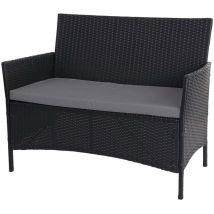 Non utilizzato] Divano sofa esterno giardino 2 posti Halden 106cm polyrattan nero con cuscino antracite