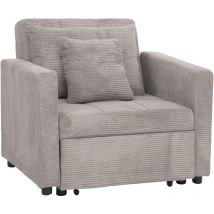 Non utilizzato] Poltrona letto HHG 905, sofà letto pieghevole reclinabile, 200x100cm stoffa/tessuto velluto a coste, grigio chiaro