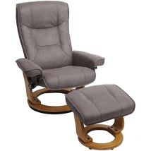 Non utilizzato] MCA poltrona relax Hamilton tessuto girevole con poggiapiedi legno chiaro grigio chiaro